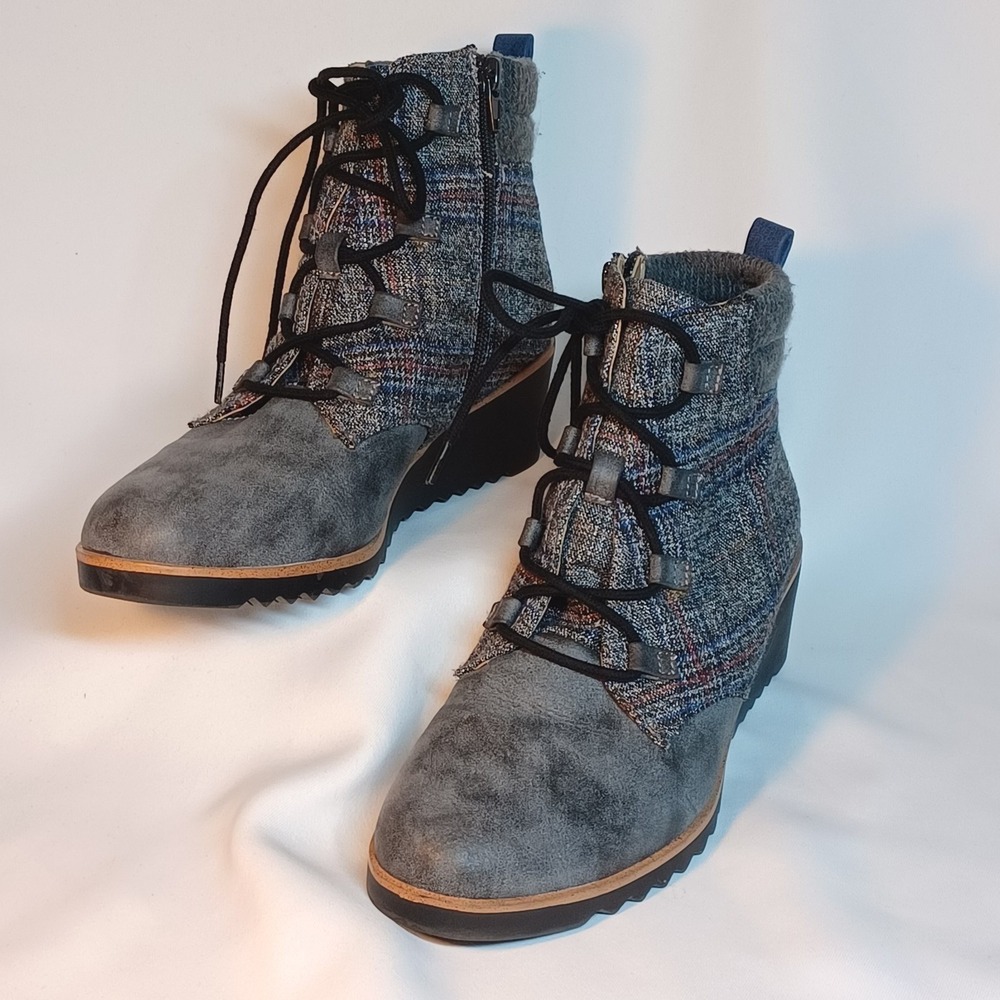 WOMENS LIFE STRIDE VELOCITY 2.0 ZONE GRAY ANKLE BOOTS SIZE 8W